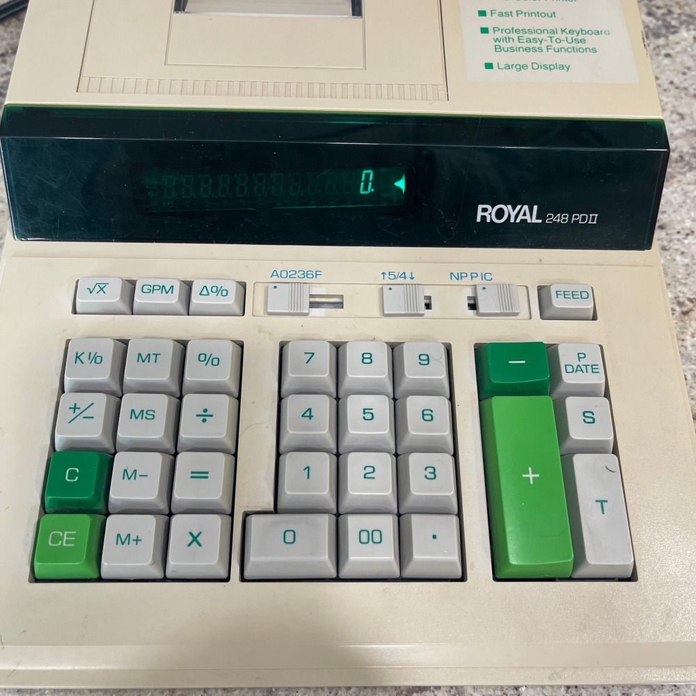 Royal 248PDII Electronic Printing Calculator Two-Color Desktop Adding Machine - Picture 9 of 10
